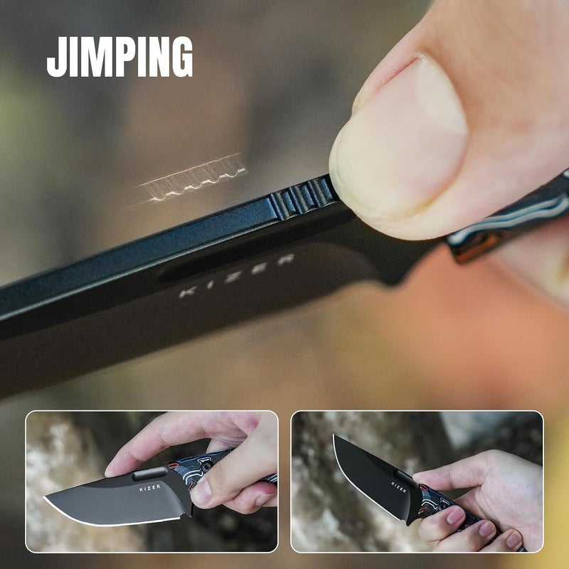 KIZER Cabox Fixed Blade Hunting Knife - 3.36" D2 Steel, G10 Handle with Sheath - Survival & Camping - 1048M1 - Image 4